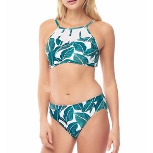 NWT 🍃 High neck mesh leaf bikini